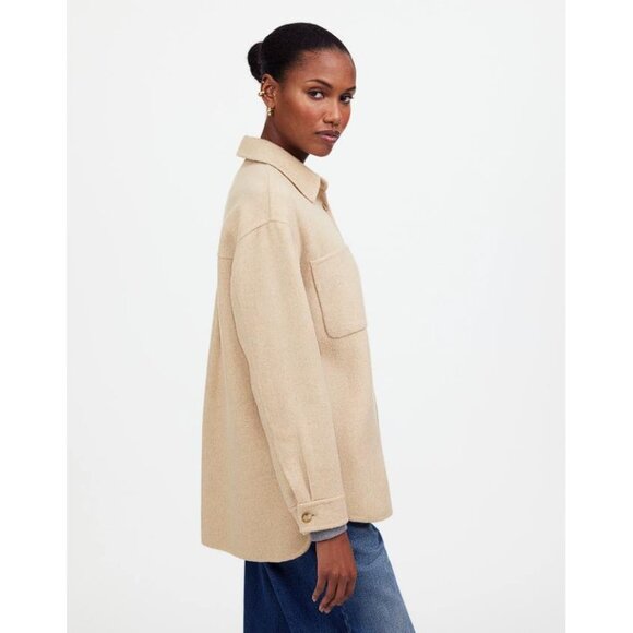 MADEWELL Women's Double-Faced Long Shirt-Jacket Size XS In Maple Oatmeal… - Picture 2 of 13